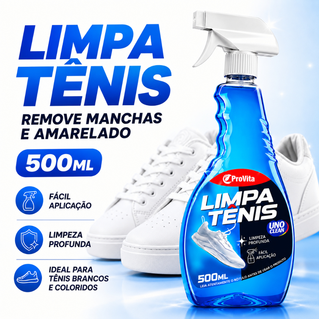 Limpa Tênis Branco 500ml Remove Manchas Amarelado Odores Sapatos Tênis Couro Tecido Borracha Rápida
