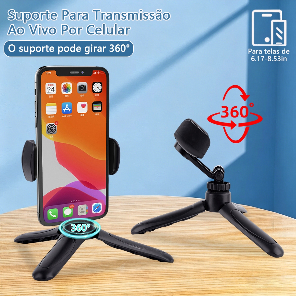 Tripé Support Para Celular Profissional Univers Cell Vertical E Horizontal Rotação 360º Suporte
