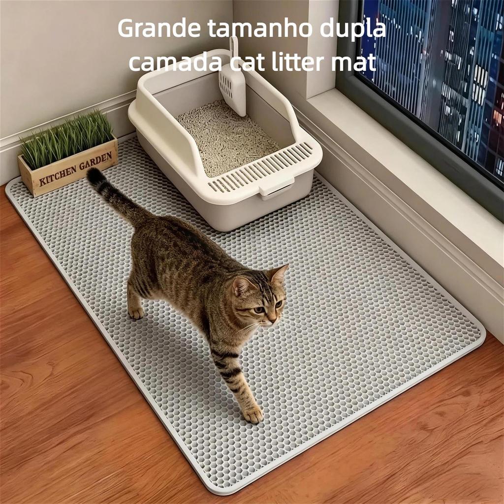 EVA 78 x 62cm Cat Litter Mat Washable Double Layer Cat Litter Box Compatible
