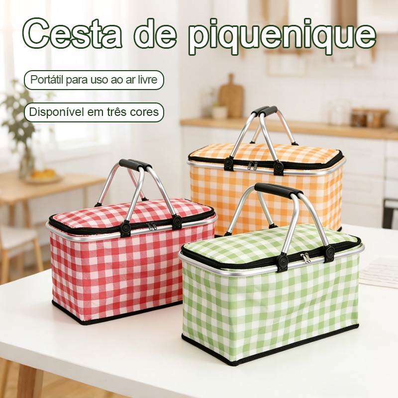 Cesta Piquenique Retrátil Bolsa Térmica Portátil Térmica 30L Bolsa Piquenique Dobrável Cooler Praia Lanche Camping