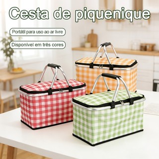 Cesta Piquenique Retrátil Bolsa Térmica Portátil Térmica 30L Bolsa Piquenique Dobrável Cooler Praia Lanche Camping
