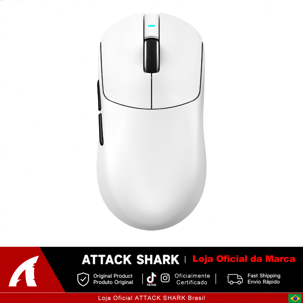 ATTACK SHARK X8 SE Mouse Gamer Sem Fio, 55g, 25K DPI, PAW3311, Tri-Mode, Grip Tape