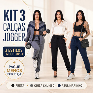 Kit 3 Calças Jogger Feminina Casual Esportiva
