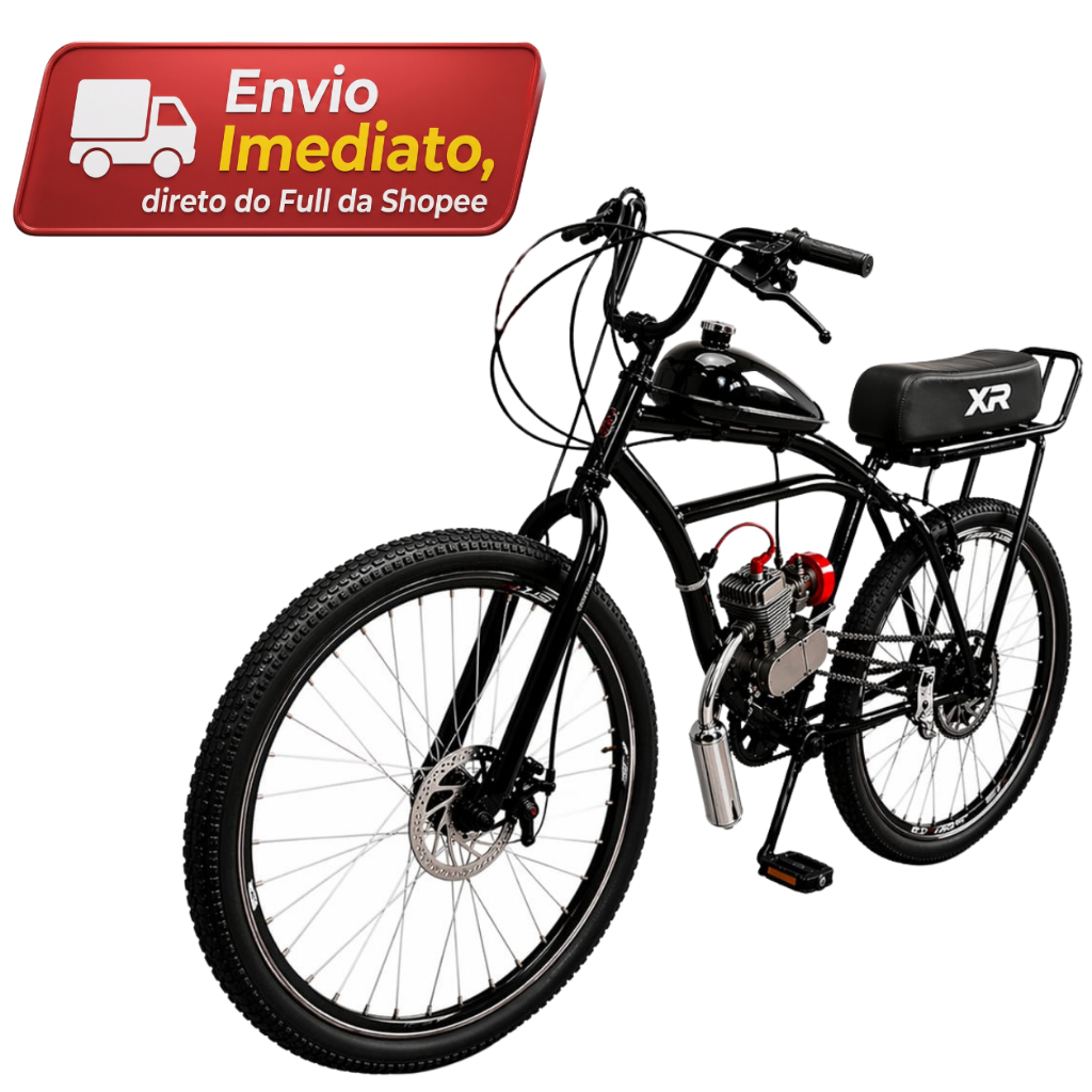 Bicicleta Motorizada 80cc Spitfire SPEED STREET RODA AERO RAIO GROSSO Com Banco XR (SEMI MONTADA)