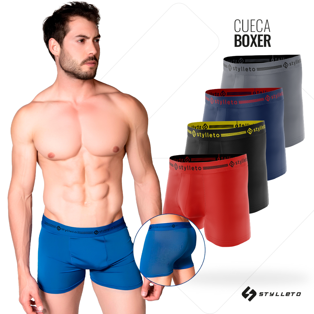 Kit 8 Cuecas Boxer em Microfibra com Forro 100% ou 4 Cueca boxer Tecido Premium