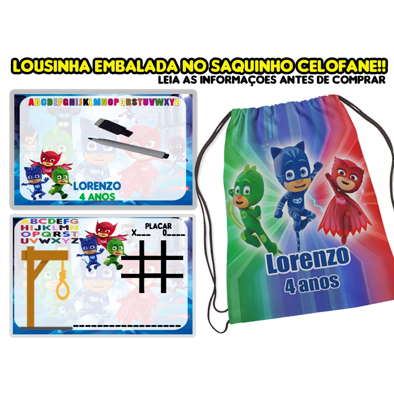 Kit mochila e lousa magica personalizada do PjMasks