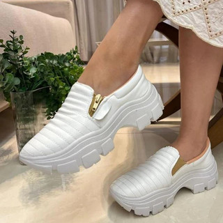 Tênis Esportivo Feminino Calce Fácil Slip On Flexível Para Festa Academia e Caminhada