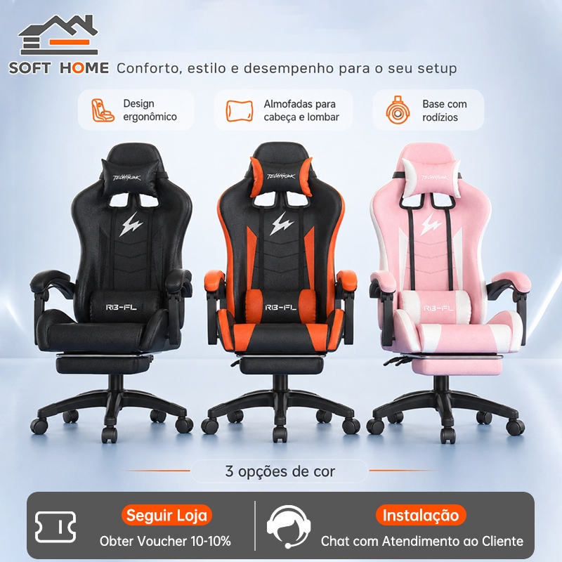 SOFTHOME Cadeira Gamer Profissional Escritório Ergonômica Reclinável Confortável Com Rodinha E Apoio Para Pés