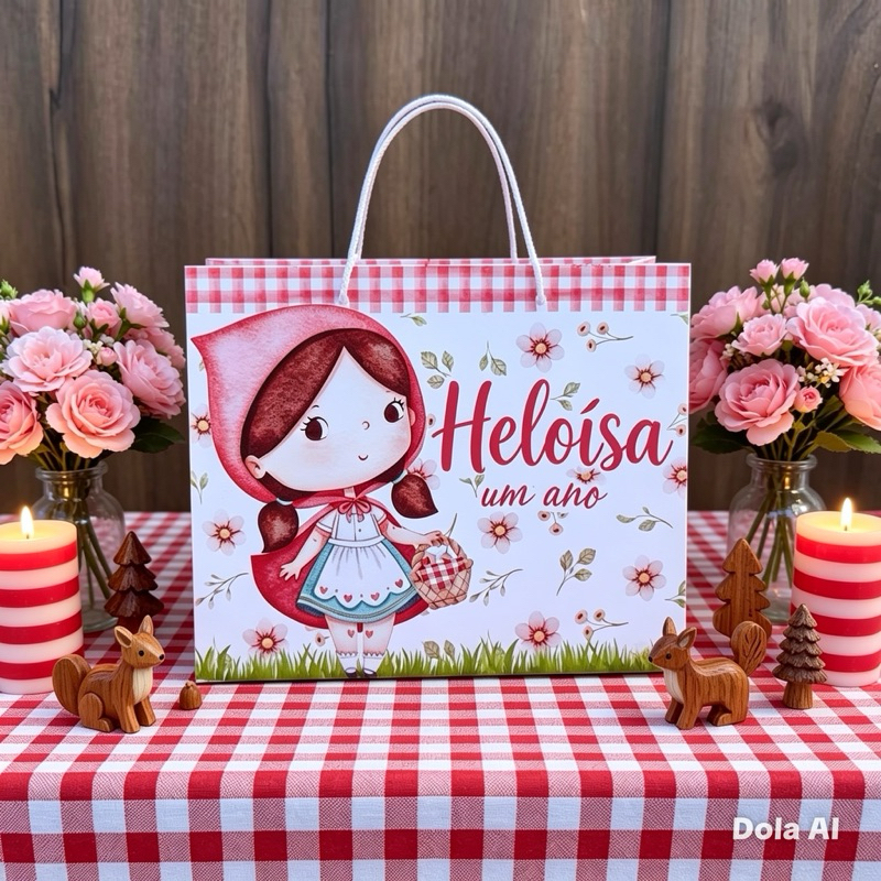 20 Sacolinha Personalizada Chapeuzinho Vermelho - Lembrancinha Festa Aniversário Pegue e Monte