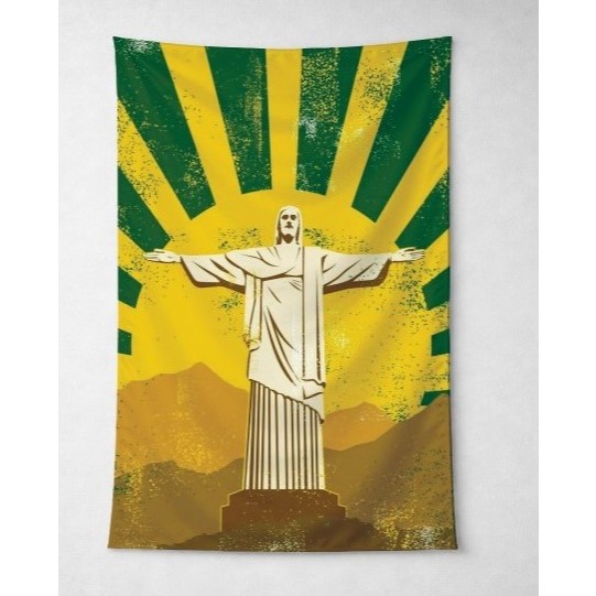 BANDEIRA DECORATIVA - BRASIL CRISTO REDENTOR
