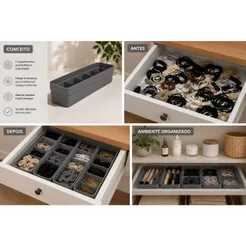 Kit de colmeia organizadora Ou 3 peças 35x12,5x7,5 Linha Logic Chumbo