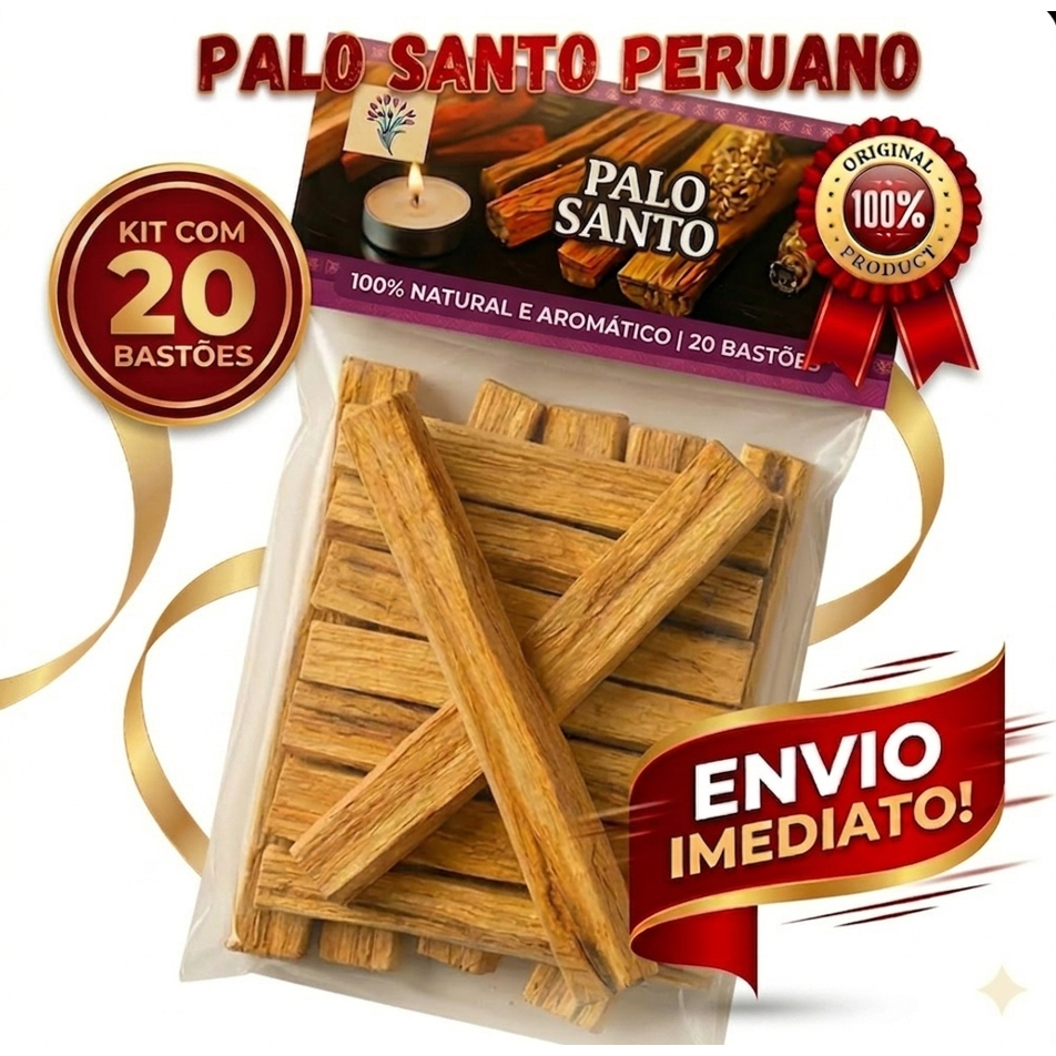 Palo Santo Peruano Legítimo 20 Palitos CORTE EXCLUSIVO   Limp  energética acompanha instruções   uso