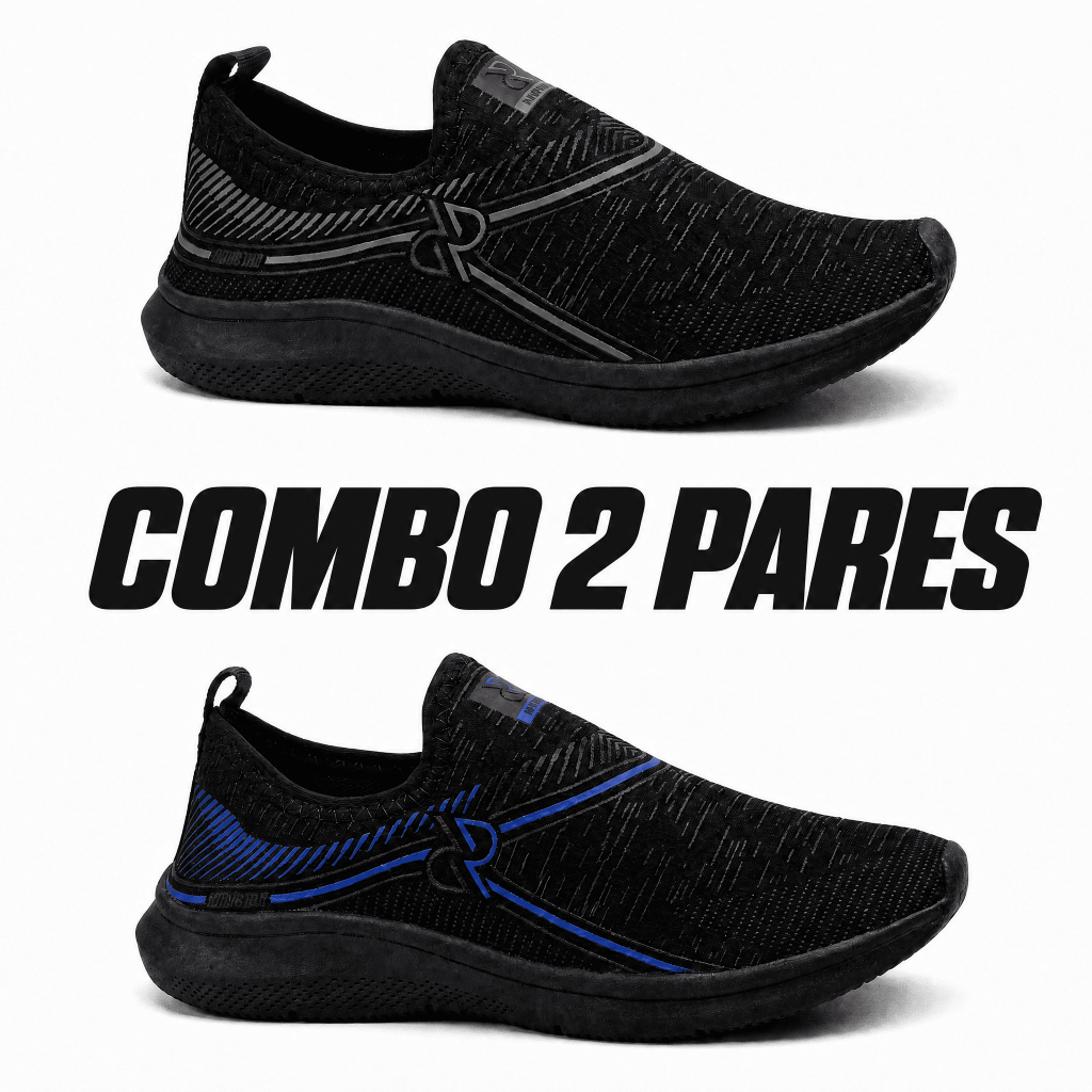 Combo - Kit 2 Pares Tênis Masculino | Nylon Premium | Leve, Flexível e Durável | 34 ao 43
