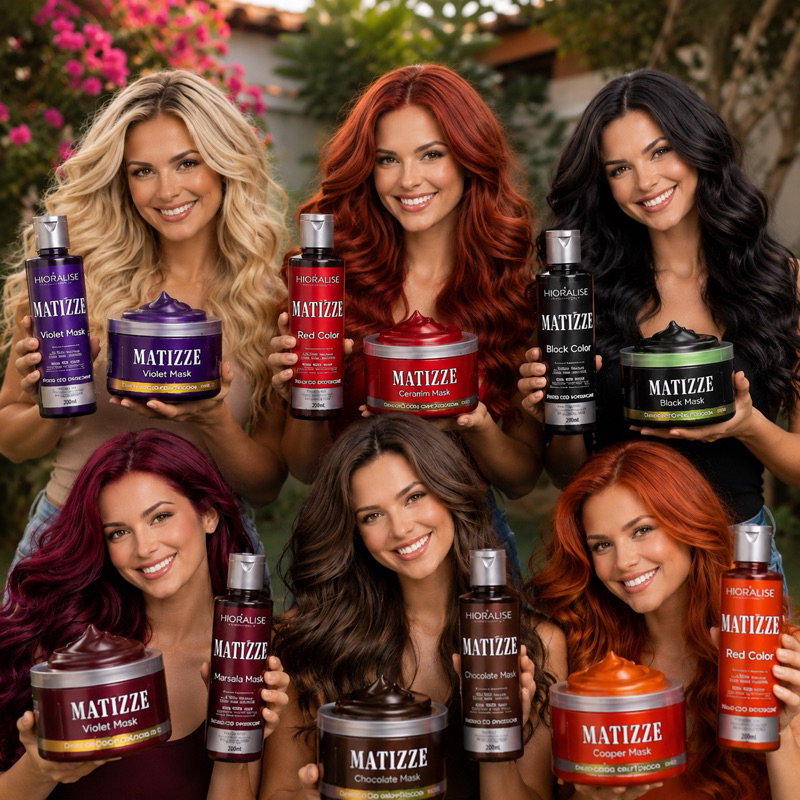 KIT SHAMPOO + CREME TONALIZANTE MATIZZE Sem Amônia Avelã, Preto, Marsala, Loiro, Vermelho, Ruivo