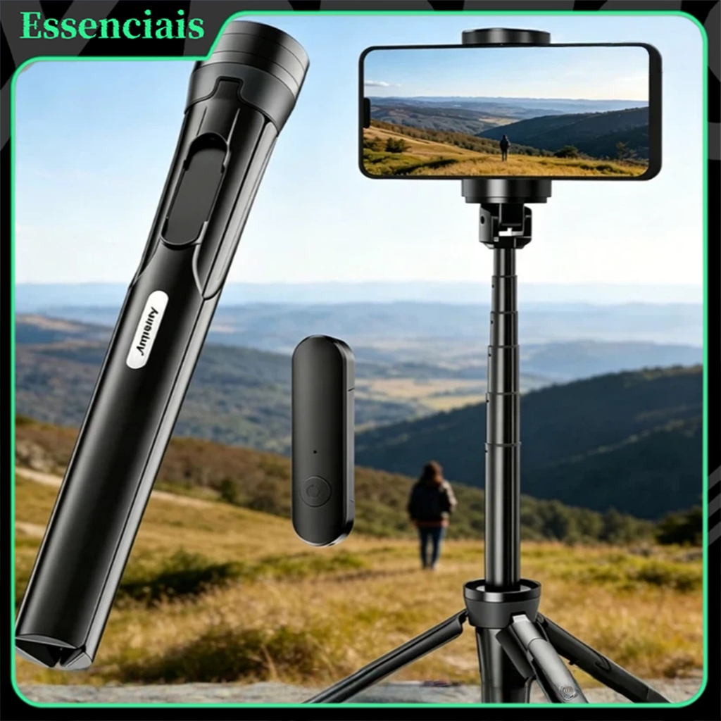155cm Telescopic Tripod, selfie Stick with Wireless Remote Control, Compatible with All Phones