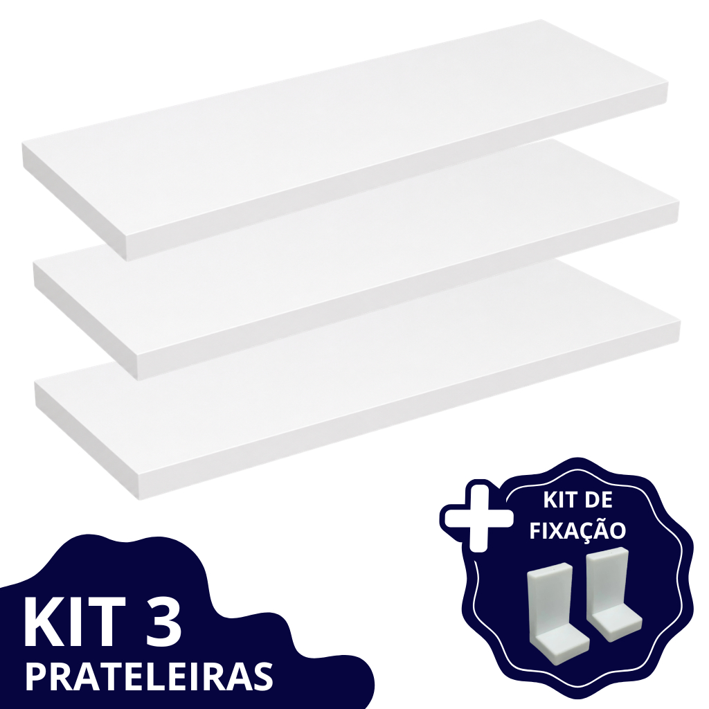 Kit 3 Prateleiras Decorativas 15mm - Suporte c/ capa