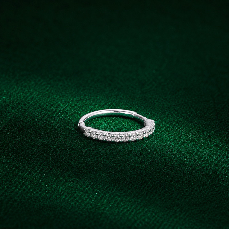Piercing Argola Cravejada Prata 925 Brilho Sofisticado Delicado