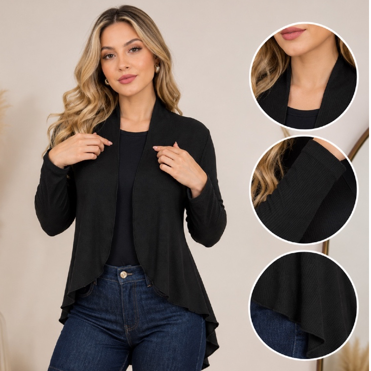 Blusa Casaquinho Feminino  Algodão Inverno e Manga Longa cardigã cores lisa