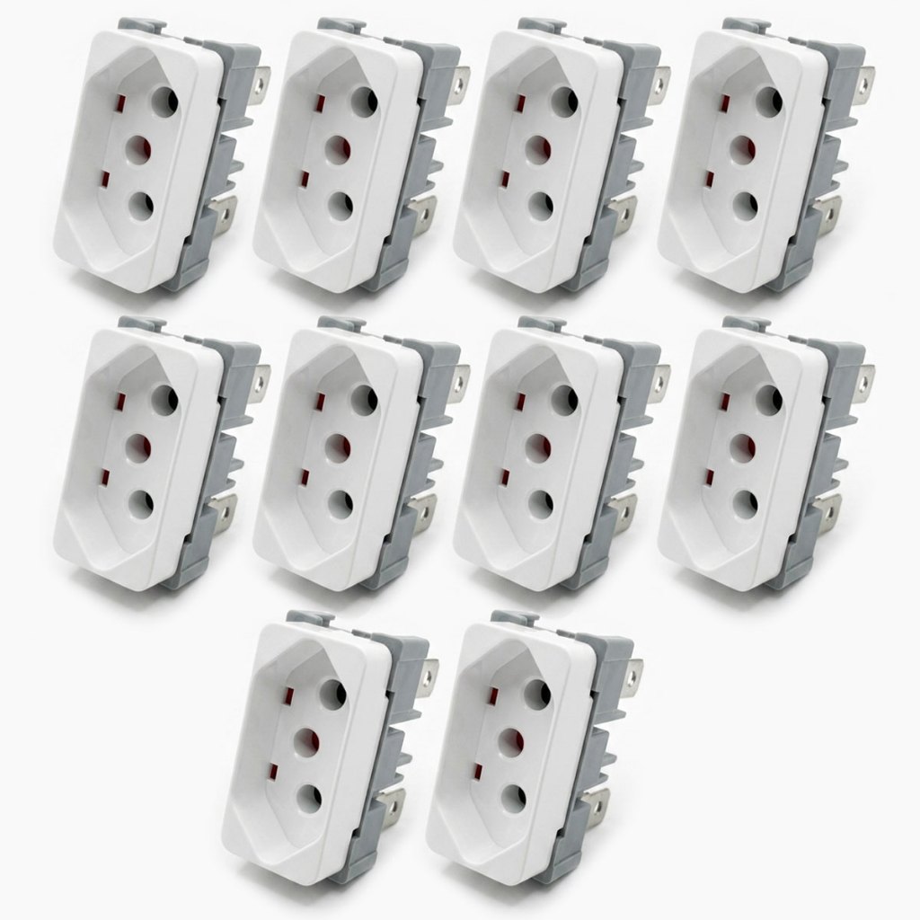 Kit 10 Módulos Tomada 20A 250V 3 Pinos Linha B3 Padrão NBR MarGirius