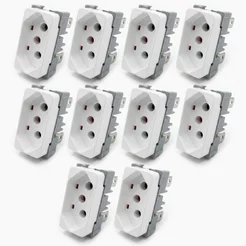 Kit 10 Módulos Tomada 20A 250V 3 Pinos Linha B3 Padrão NBR MarGirius