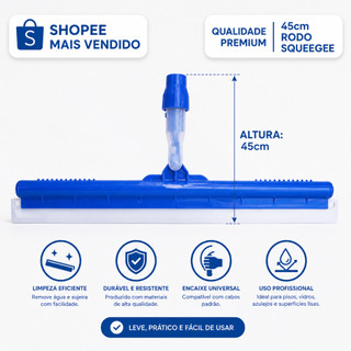 Rodo De Silicone Mágico Twister 45cm Sem Cabo Tira Pelo Limpa Vidro Varre