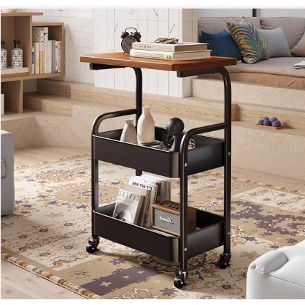 🛒 Carrinho Organizador Multifuncional 3 Andares com Rodinhas Mesa Lateral Compacta para Sala Quarto Cozinha 0,2m²
