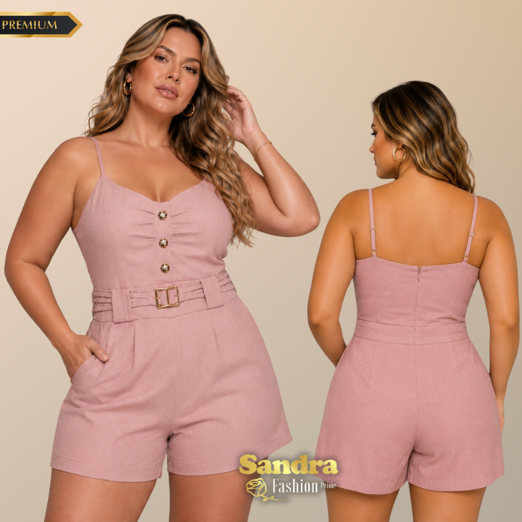 Macaquinho Linho Premium Moda Feminina Em Alta Macaquito