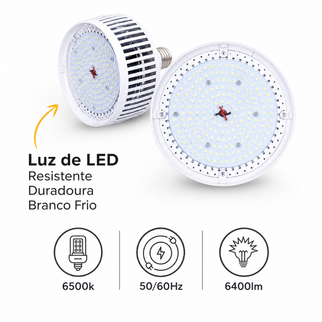 Lâmpada Led Bulbo 100W/150W/200W/250W Alta Potência 6500k E27 E40 127/220v — imagem 2 de 2