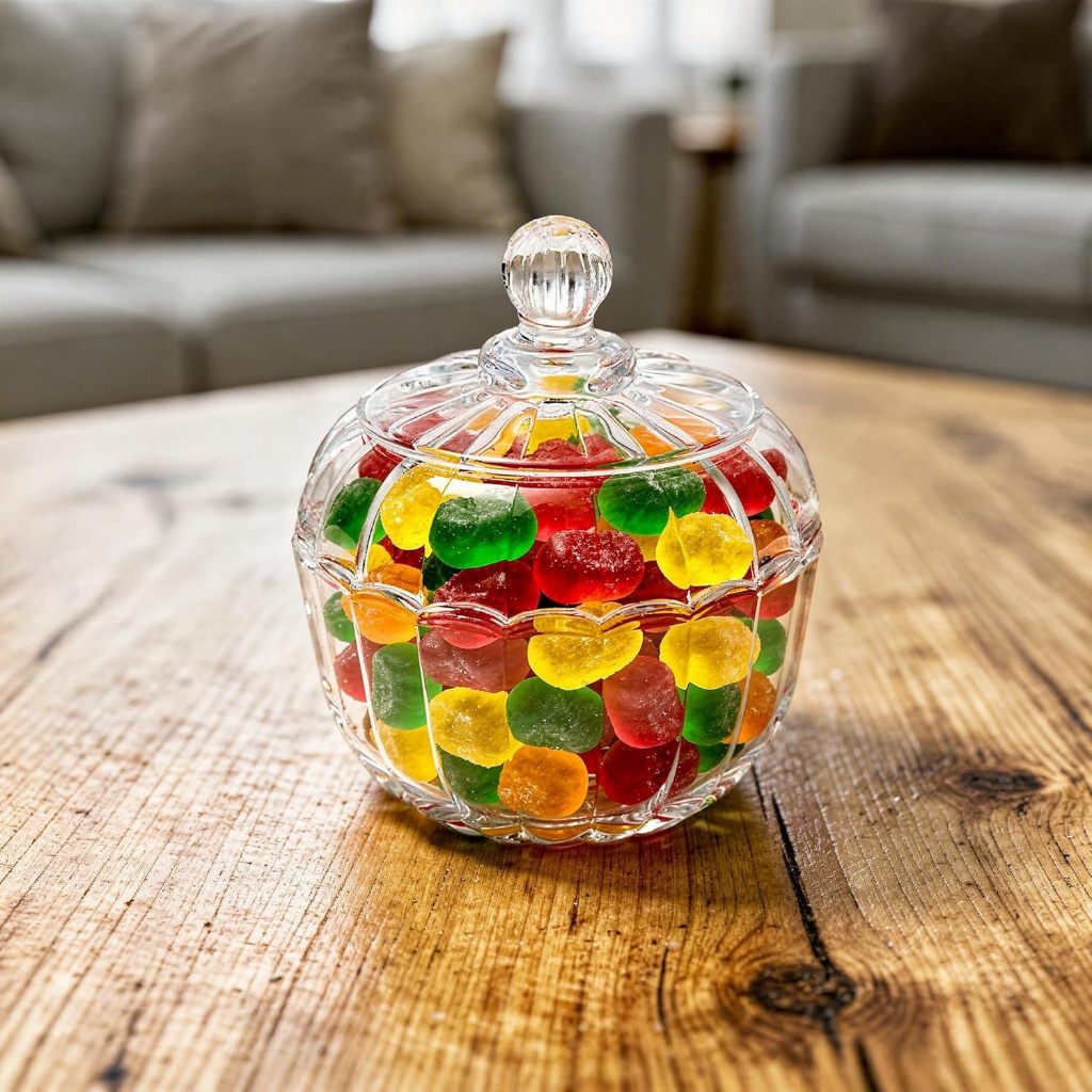 Bomboniere Wincy Casa - Vidro com Tampa (150 ml) – Mini Pote Decorativo para Doces ou Algodão