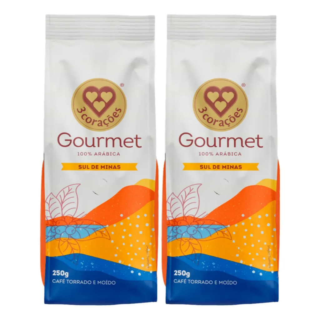 2x Café Torrado E Moído Gourmet 3 Corações Sul De Minas 250g