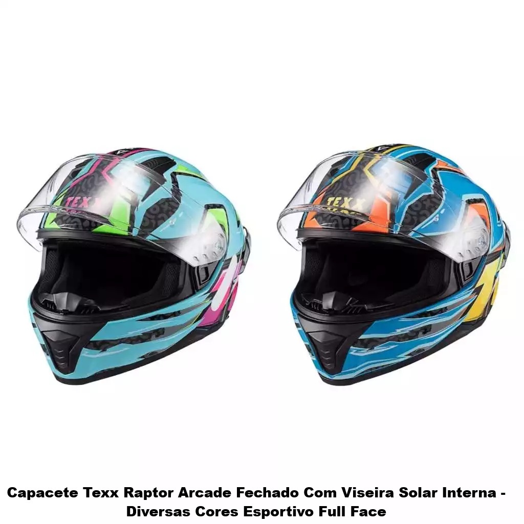 Capacete Texx Raptor Arcade Fechado Com Viseira Solar Interna - Diversas Cores Esportivo Full Face