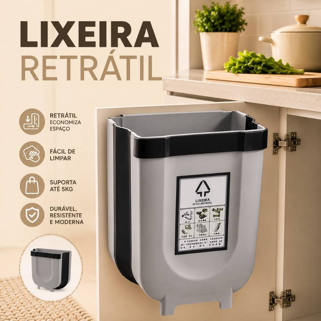Lixeira Retratil Extensivel Dobravem Organizador Cozinha Plastico Pratico Compacto