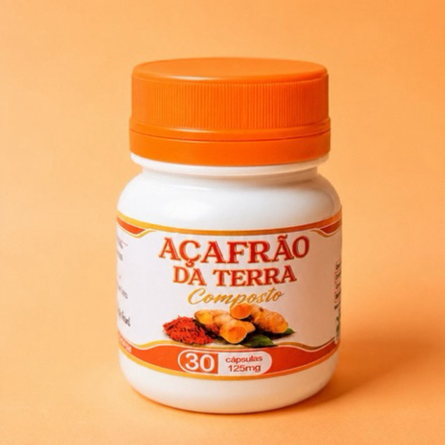 Açafrão da Terra Composto. 01 Pote contém 30 cápsulas.