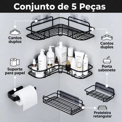 Suporte Prateleira Porta Shampoo Organizador De Canto Com Adesivo