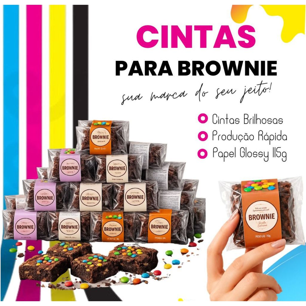 Cintas Personalizadas para Brownie Gourmet | Sua Marca em Destaque