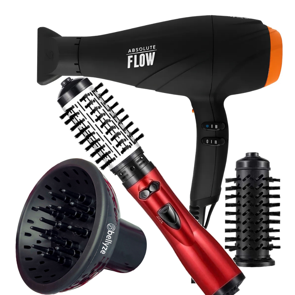 Secador De Cabelo Gama Italy 2300w Gbs Profissional Ar Quente Frio Difusor Cachos Escova Rotativa Protect City
