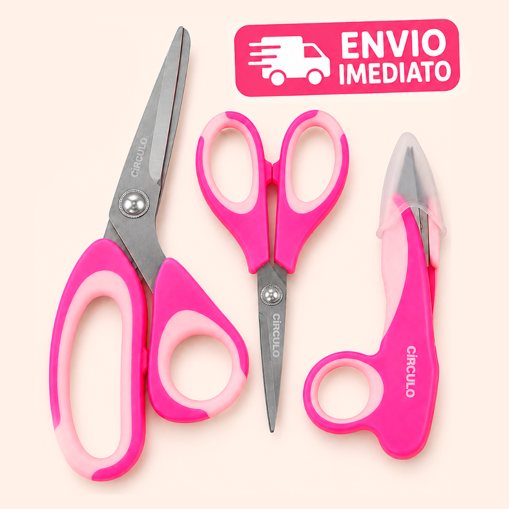 Kit 3 Tesouras para Costura, Crochê, Patchwork e Artesanato Círculo Comfort Profissional