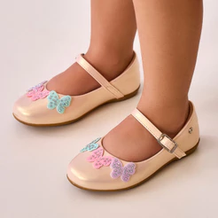 Sapatilha Infantil Bailarina Borboletas Brilho Pampili