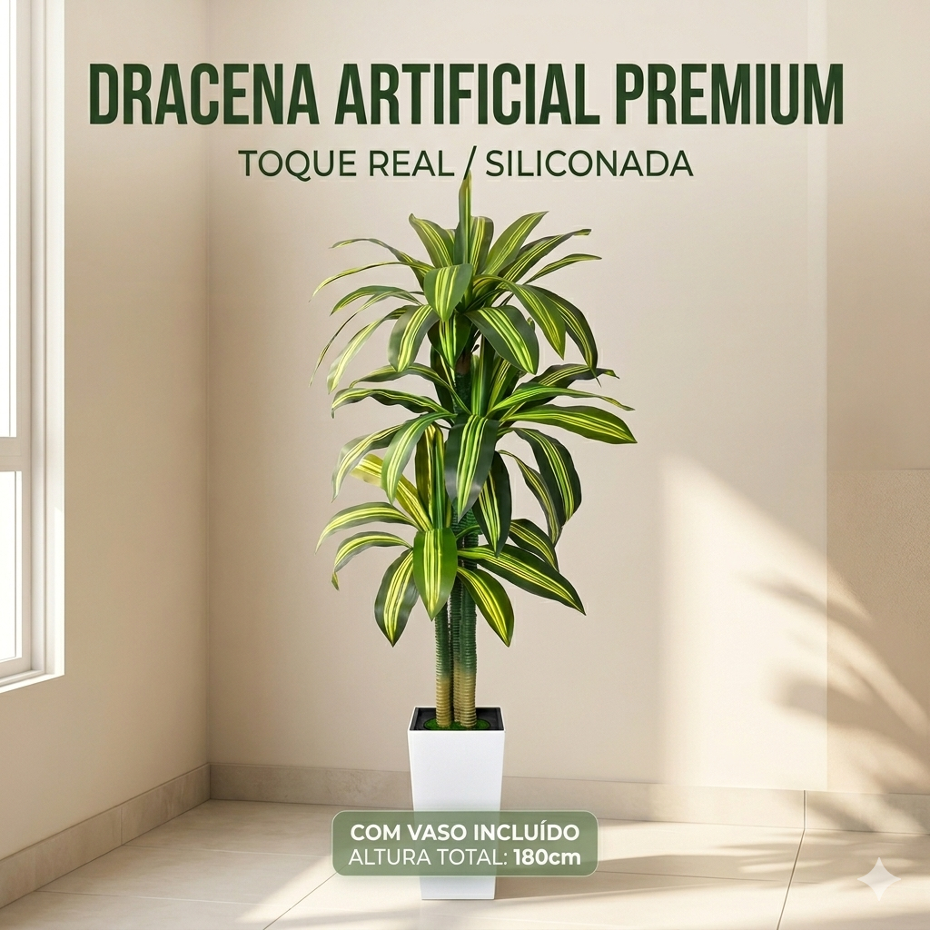 Arvores Artificiais Grande Dracaena 180CM Vaso Decorativo