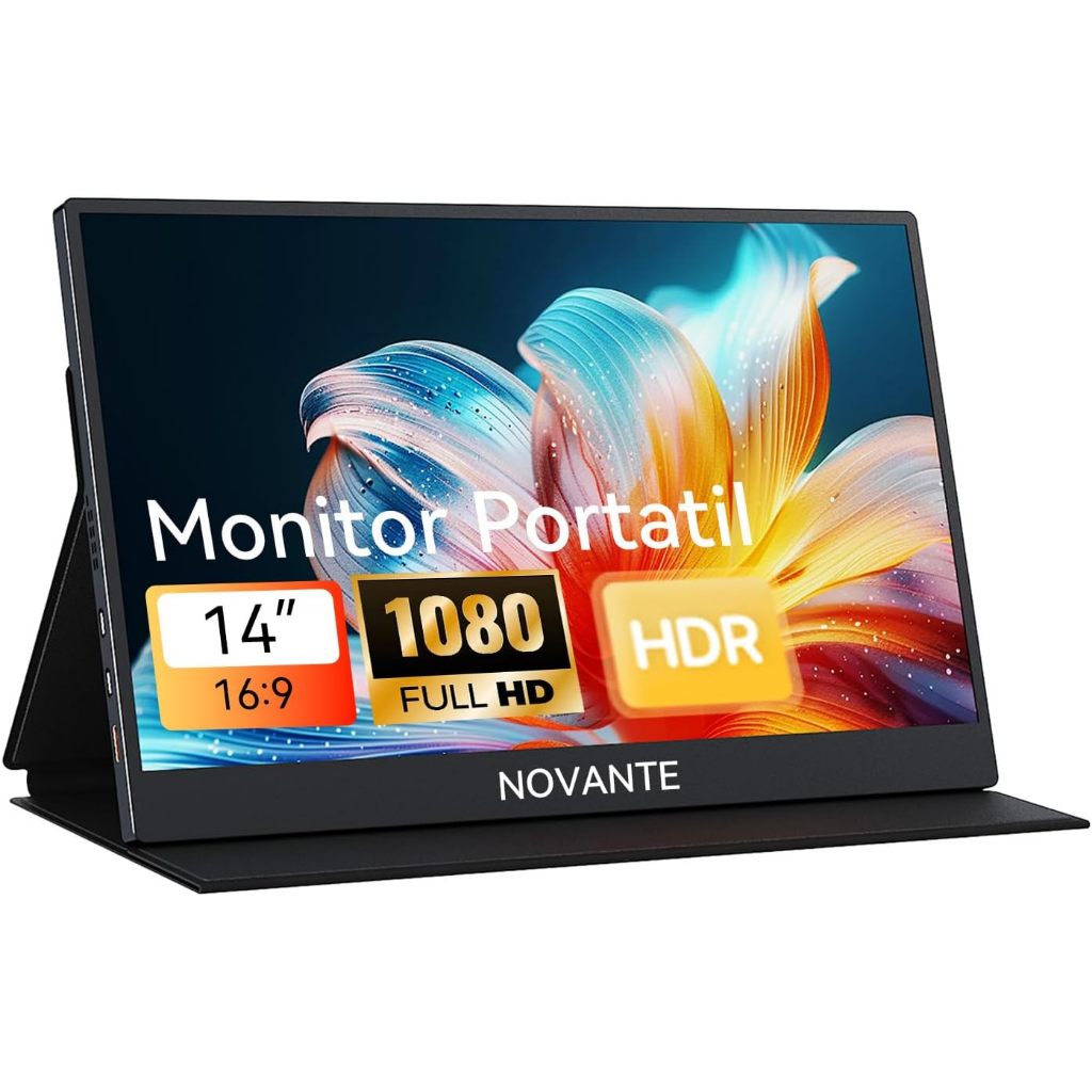 Monitor Portátil 14 Polegadas Full HD 1080P IPS 60Hz HDMI/USB-C para Notebook, Switch, PS4/5 e Jogos