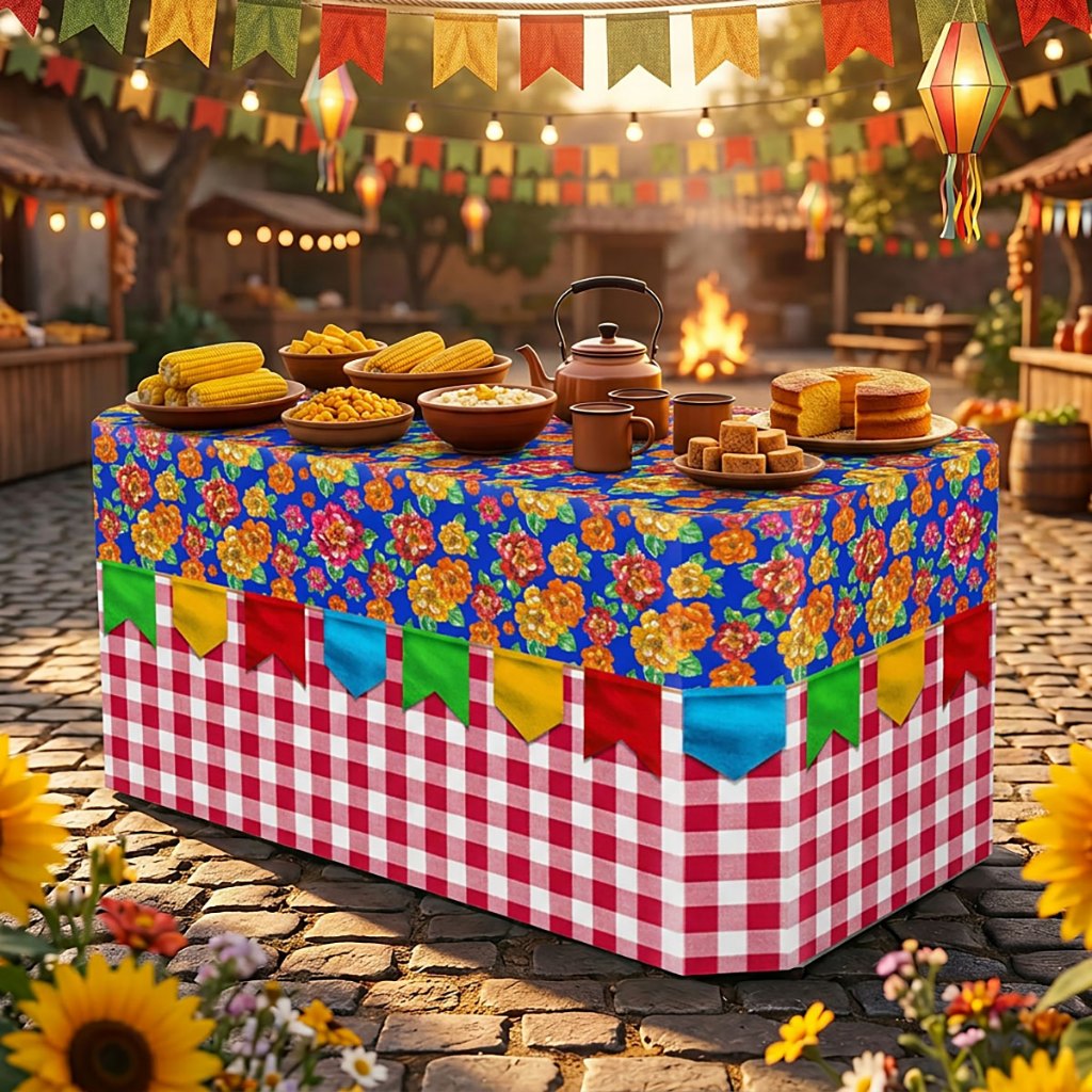 Toalha Capa De Mesa Sublimada Para Festa Junina Decoração de Festa Arraiá Tecido Veste Fácil – MSA-137