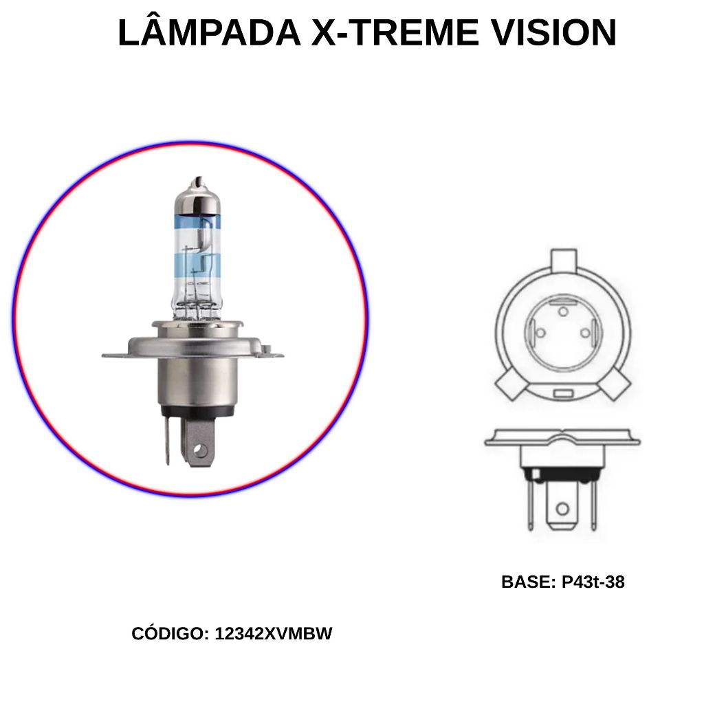 LÂMPADA PHILIPS MOTO X-TREME VISION H4 60/55W 12V - UNITÁRIA · foto 2