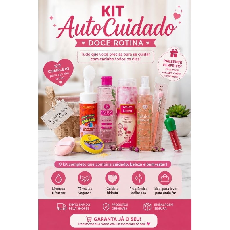 Kit Autocuidado Skin Care Doce Rotina - Mousse Babalu + 6 Itens Essenciais