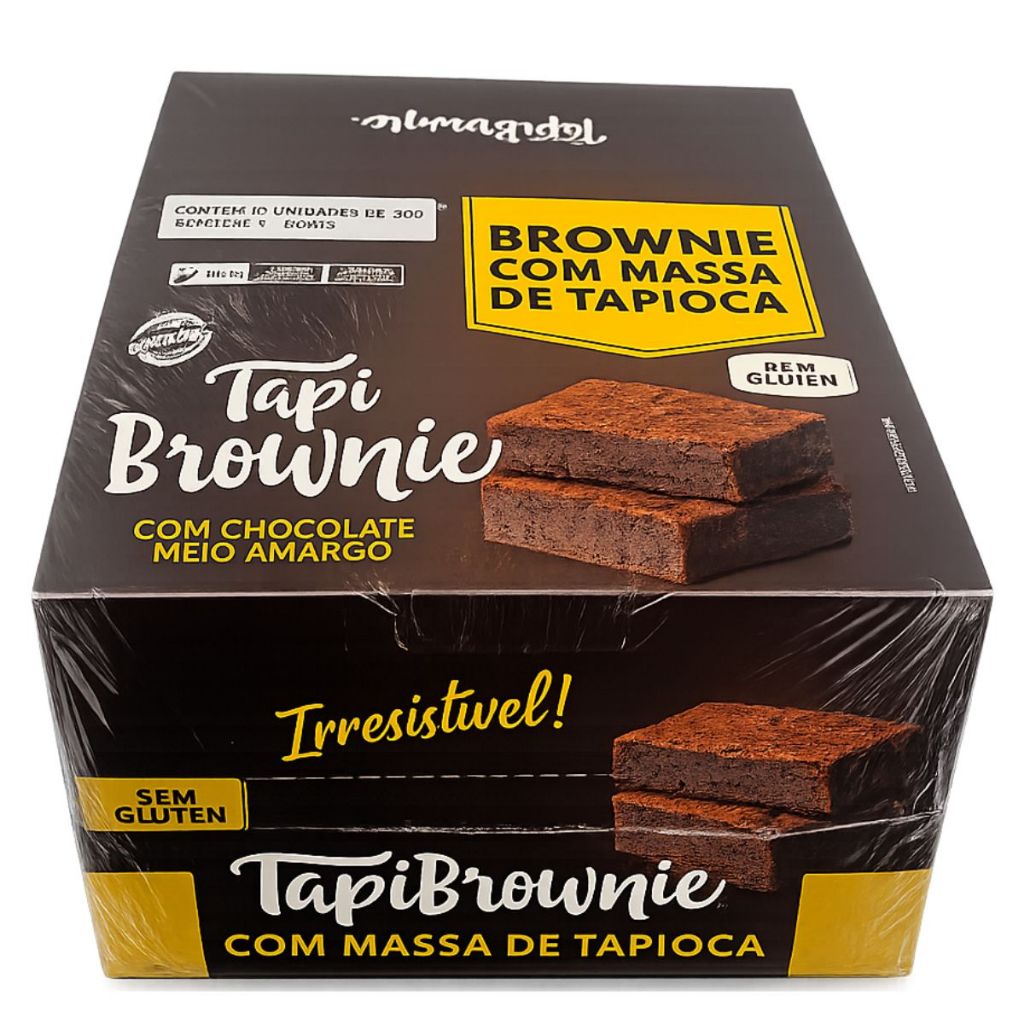TapiBrownie Original Caixa Com 10 Unidades Sem Gluten 100% Chocolate 600g