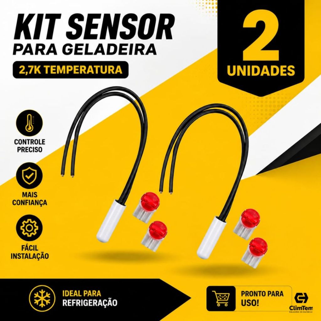 kit 2 Sensor Geladeira 2,7k Temperatura E Degelo Para Brastemp Consul