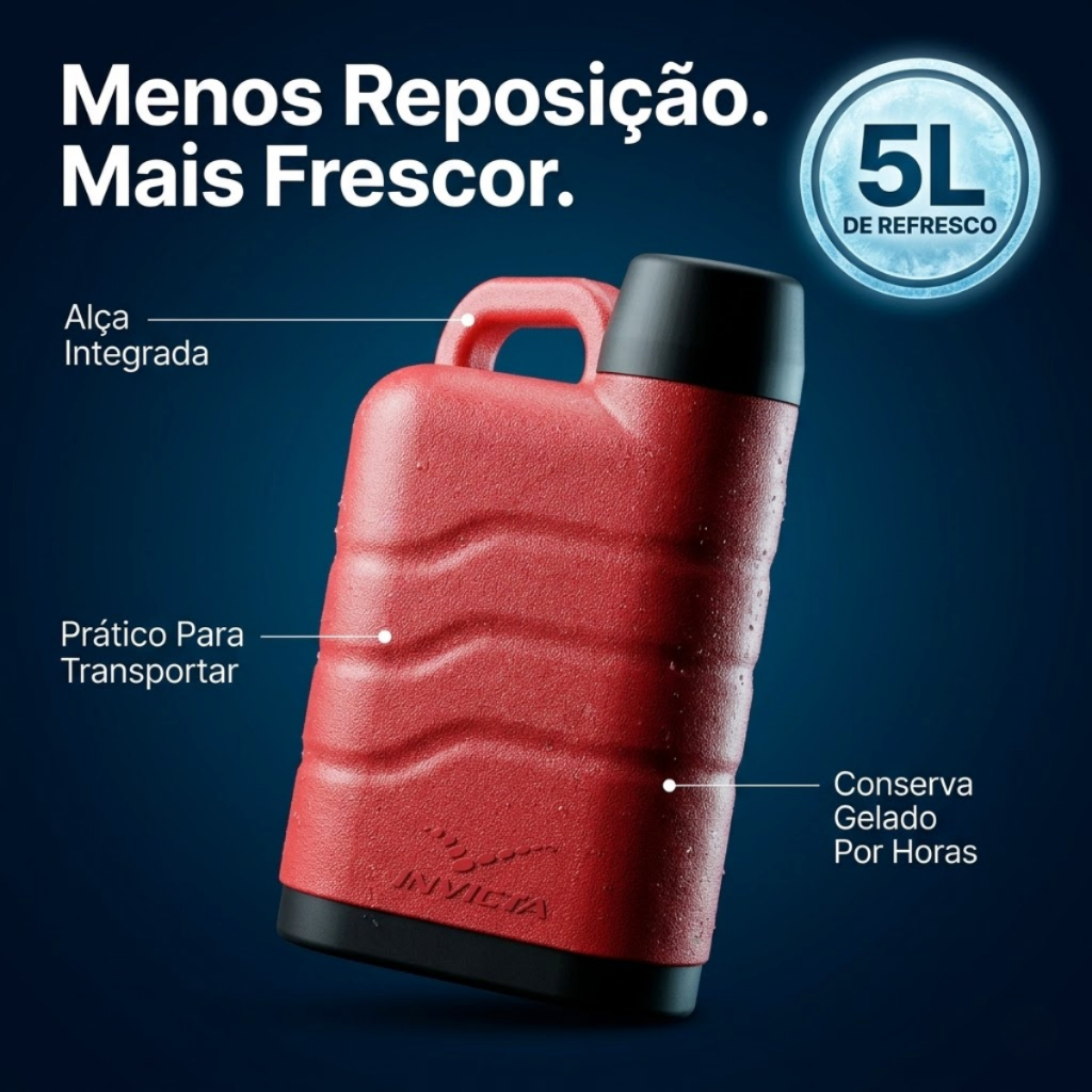 Garrafão Garrafa Térmico 5l Incess Vermelho Camping Versátil Água Gelada - Invicta — imagem 2 de 2