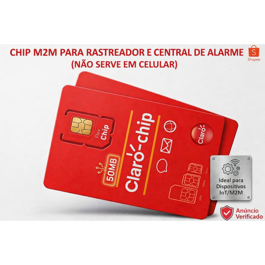 Chip p/ RASTREADOR/ Central Alarme/ Automação - M2M IOT 50 MB  + Plataforma de Gestao
