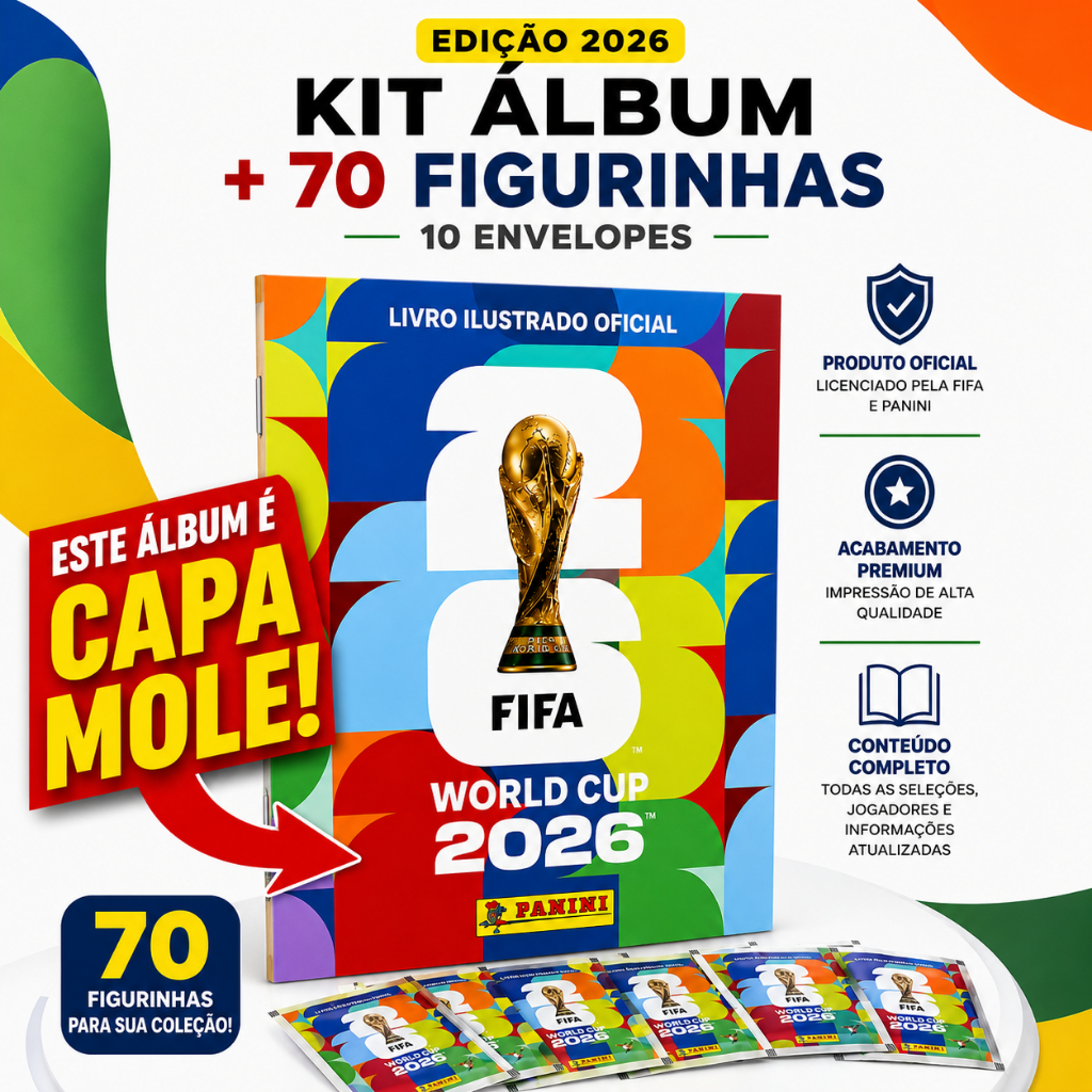 Álbum Oficial Copa do Mundo 2026 Panini  + 70 Figurinhas Envio no Mesmo Dia l