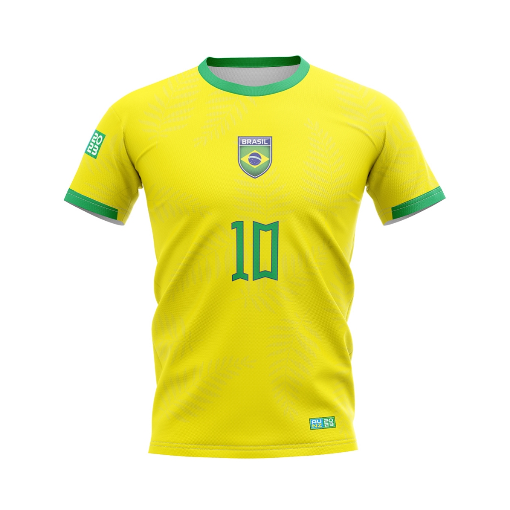 Camiseta Do Brasil Masculina Amarela Adulto Dryfit UV Premium