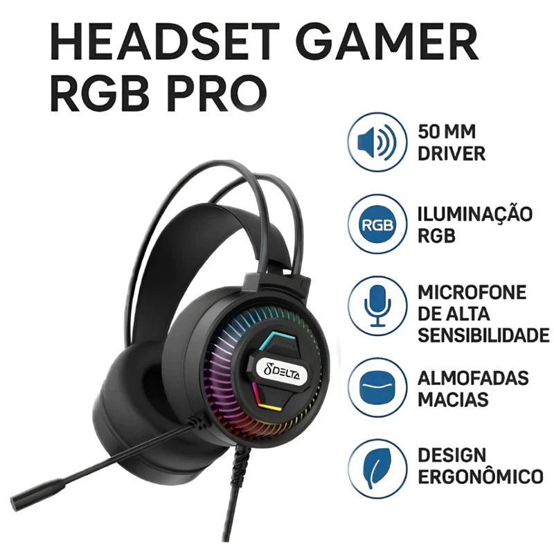 Headset Gamer com Microfone Delta-f7140 para PC — foto 3